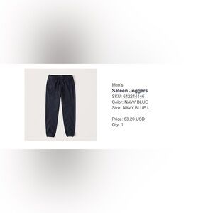 Abercrombie & Fitch Navy Blue Sateen Joggers